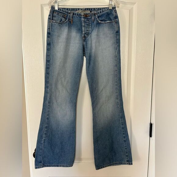 American Eagle Outfitters Women’s Light Wash Flare Button Up Jeans Size 6 - Picture 1 of 12